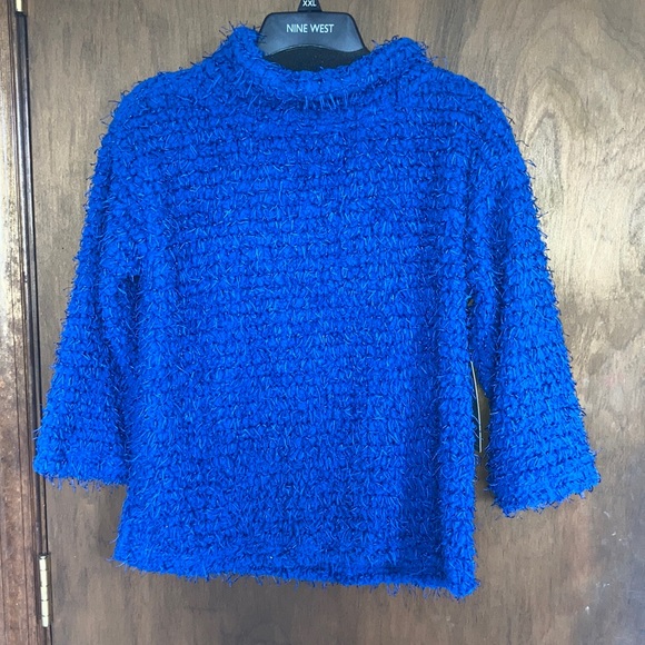 Multiples royal blue sweater top w texture & stretch size S - Picture 4 of 15